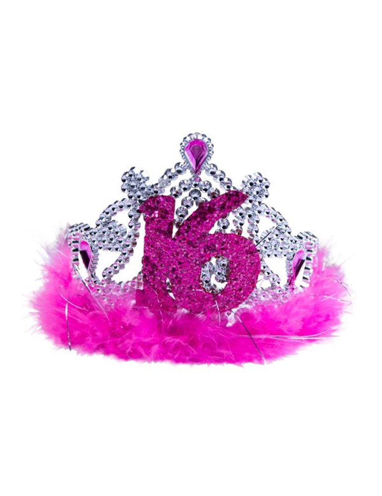 Sweet 16th Birthday Tiara with Pink Feat