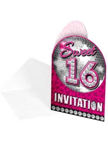 Sweet 16th Birthday Invitations 8pk