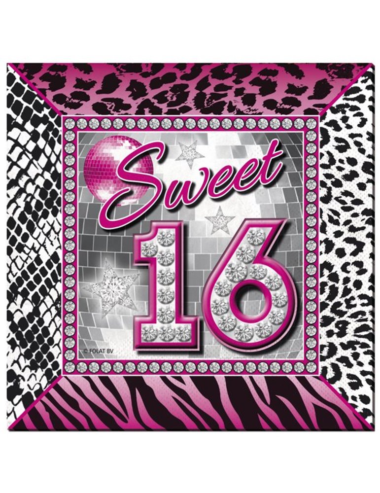 Sweet 16th Birthday Napkins 25x25cm 20s