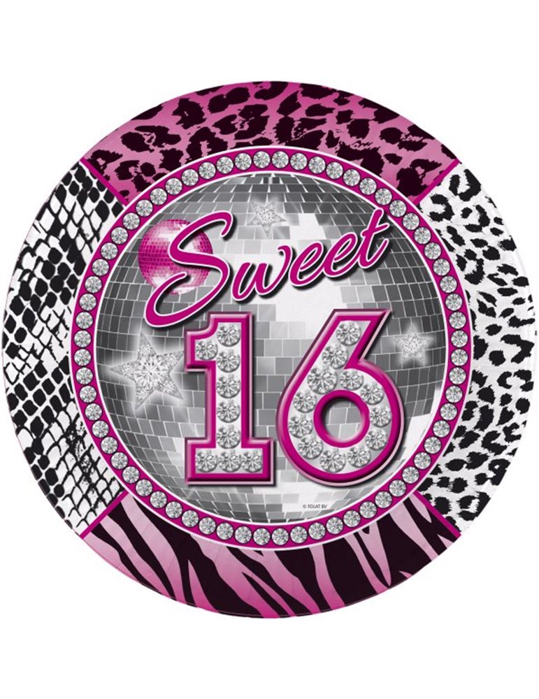 Sweet 16th Birthday Plates 23cm 8s