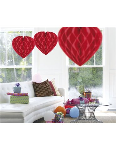 Honeycomb Paper Heart Red 30cm