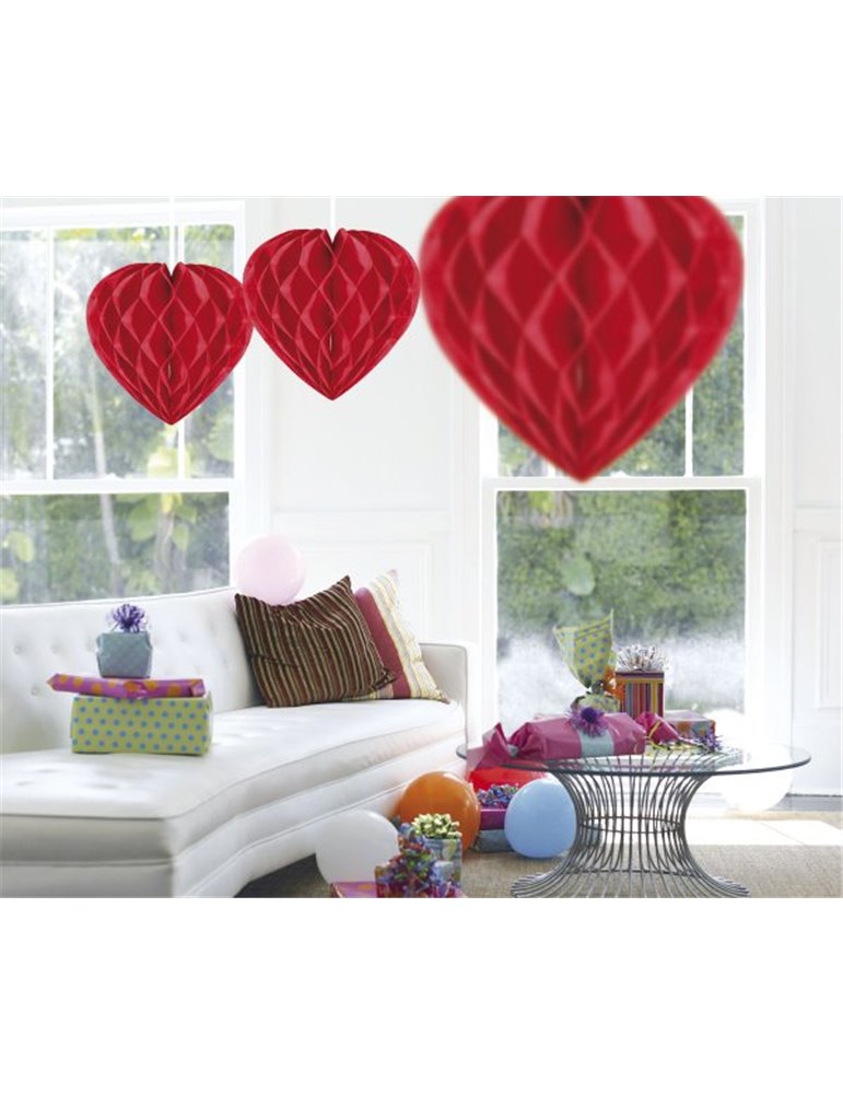 Honeycomb Paper Heart Red 30cm