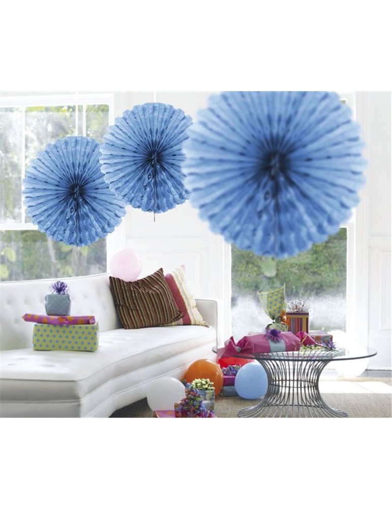 Honeycomb Paper Fan Baby Blue 45cm