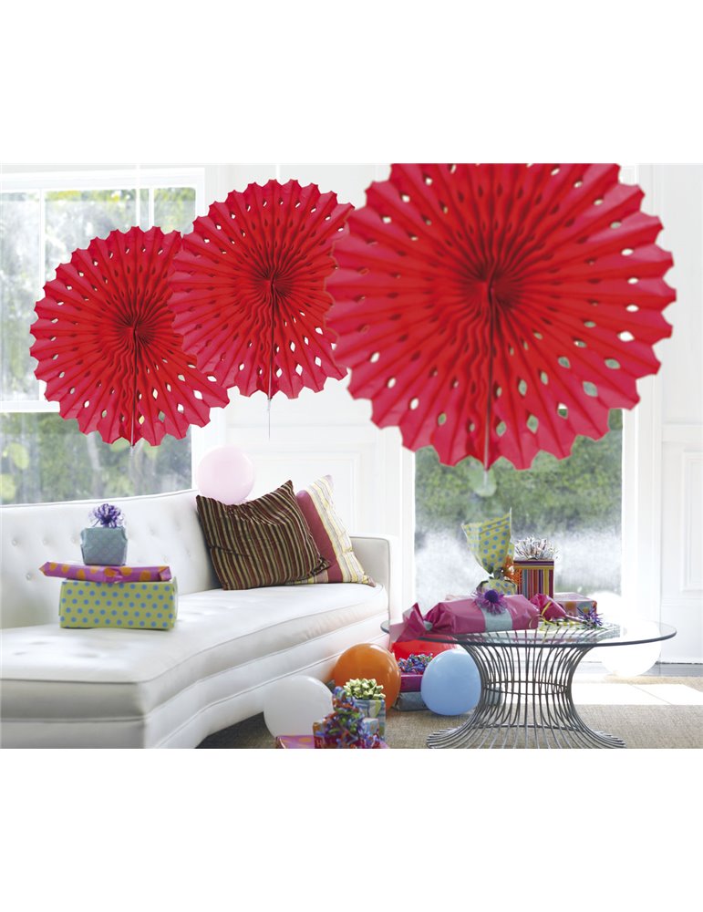 Honeycomb Paper Fan Red 45cm