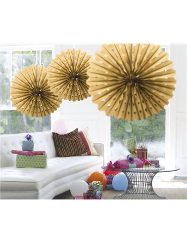 Honeycomb Paper Fan Gold 45cm