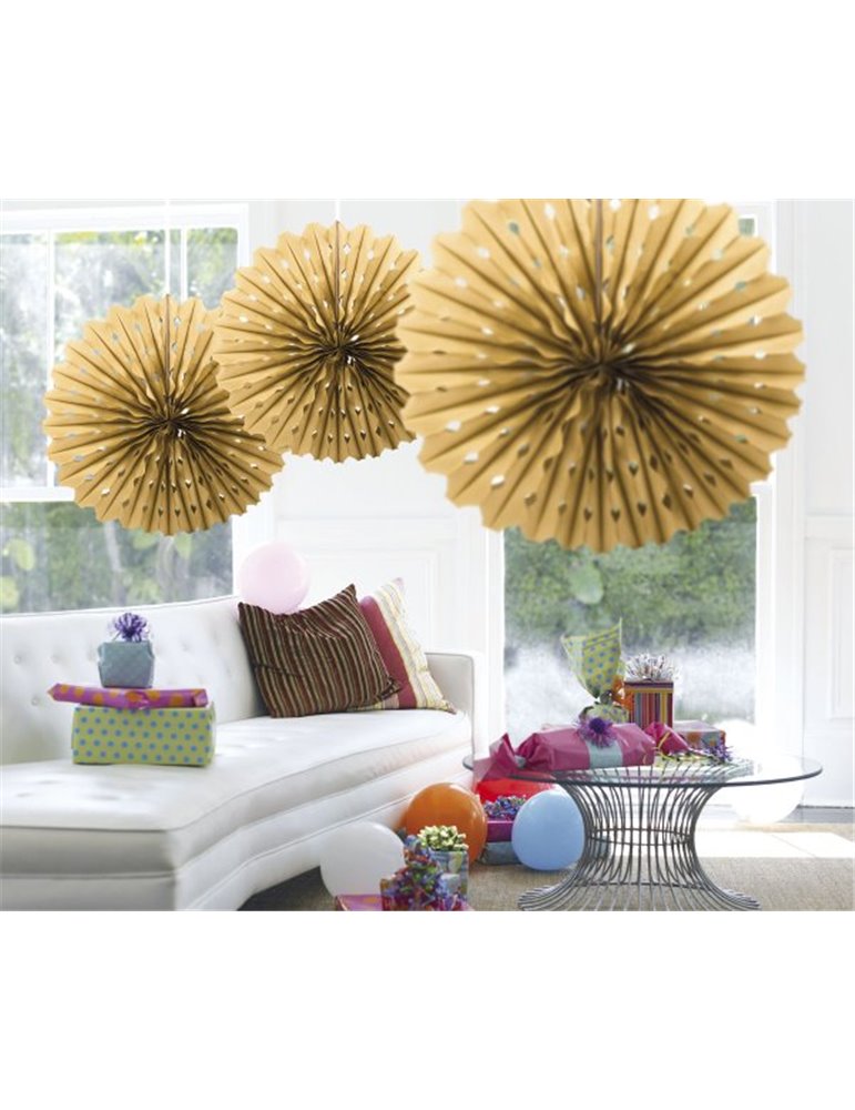 Honeycomb Paper Fan Gold 45cm