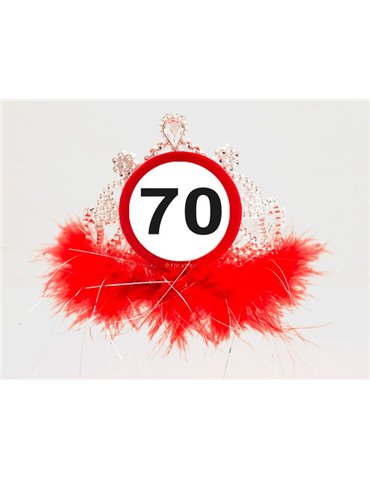 Traffic Sign 70th Birthday Tiara with Fe