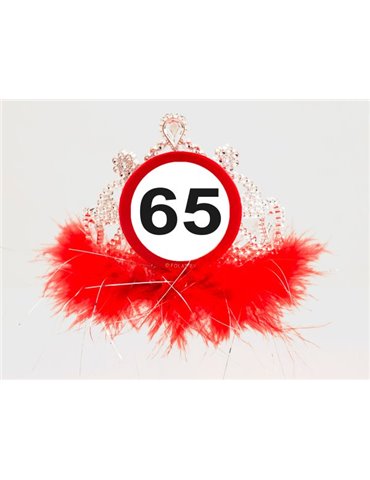 Traffic Sign 65th Birthday Tiara with Fe