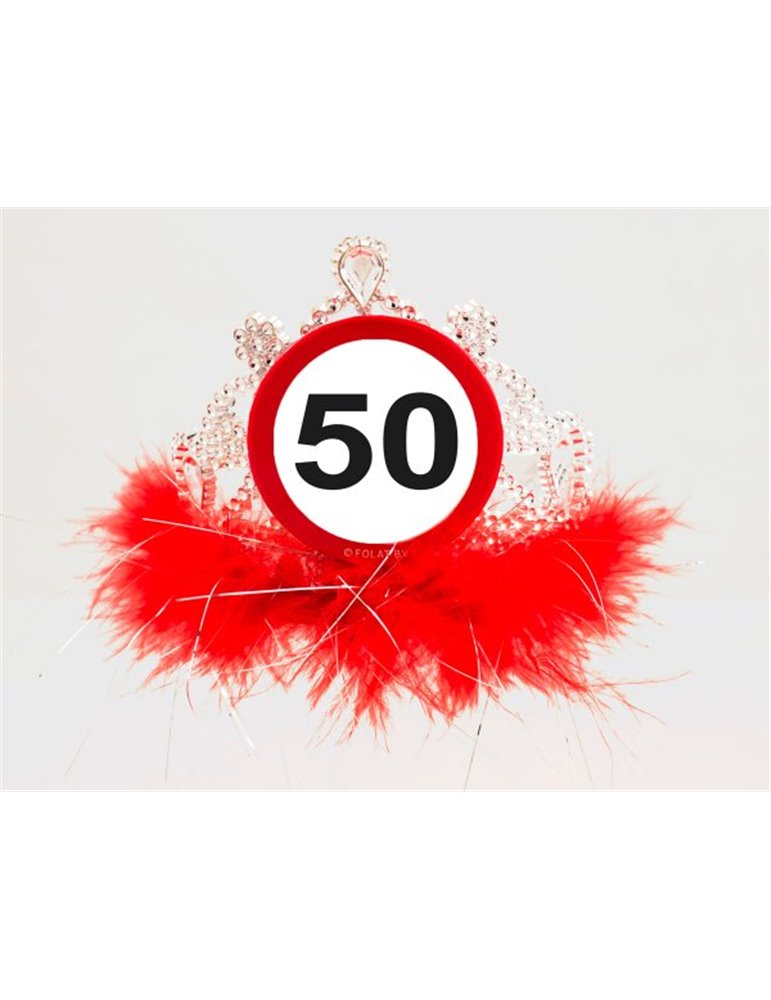 Traffic Sign 50th Birthday Tiara with Fe