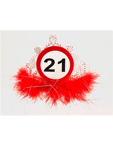 Traffic Sign 21st Birthday Tiara with Fe