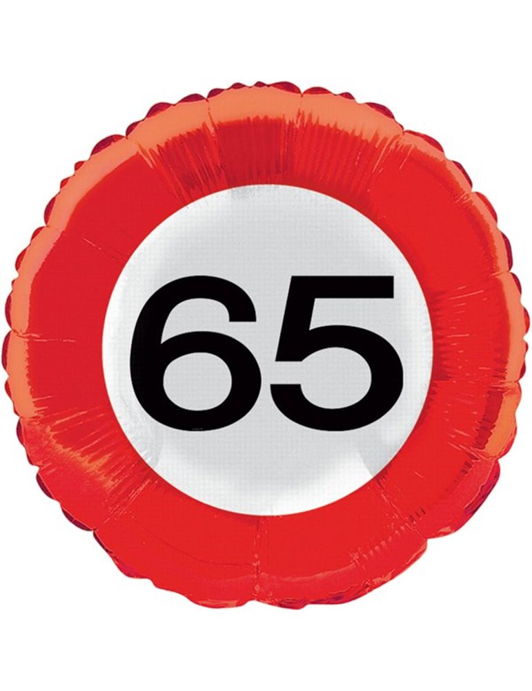 Traffic Sign 65th Birthday Foil Balloon