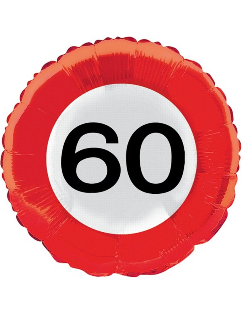 Traffic Sign 60th Birthday Foil Balloon