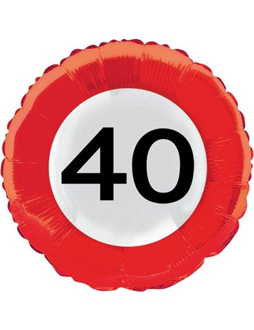 Traffic Sign 40th Birthday Foil Balloon