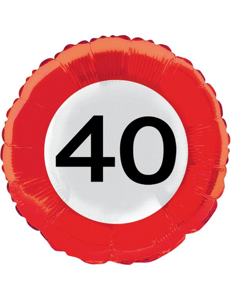 Traffic Sign 40th Birthday Foil Balloon