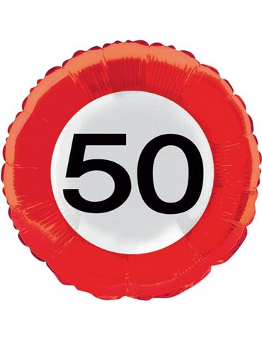 Traffic Sign 50th Birthday Foil Balloon