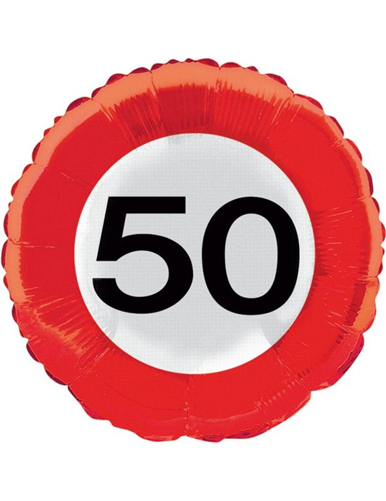 Traffic Sign 50th Birthday Foil Balloon