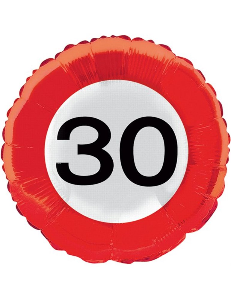 Traffic Sign 30th Birthday Foil Balloon