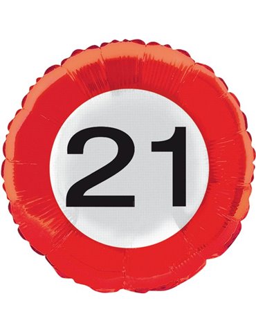 Traffic Sign 21st Birthday Foil Balloon