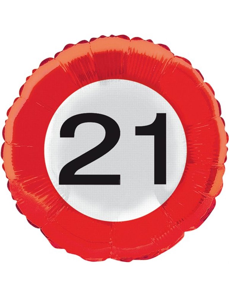 Traffic Sign 21st Birthday Foil Balloon