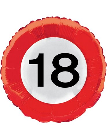 Traffic Sign 18th Birthday Foil Balloon