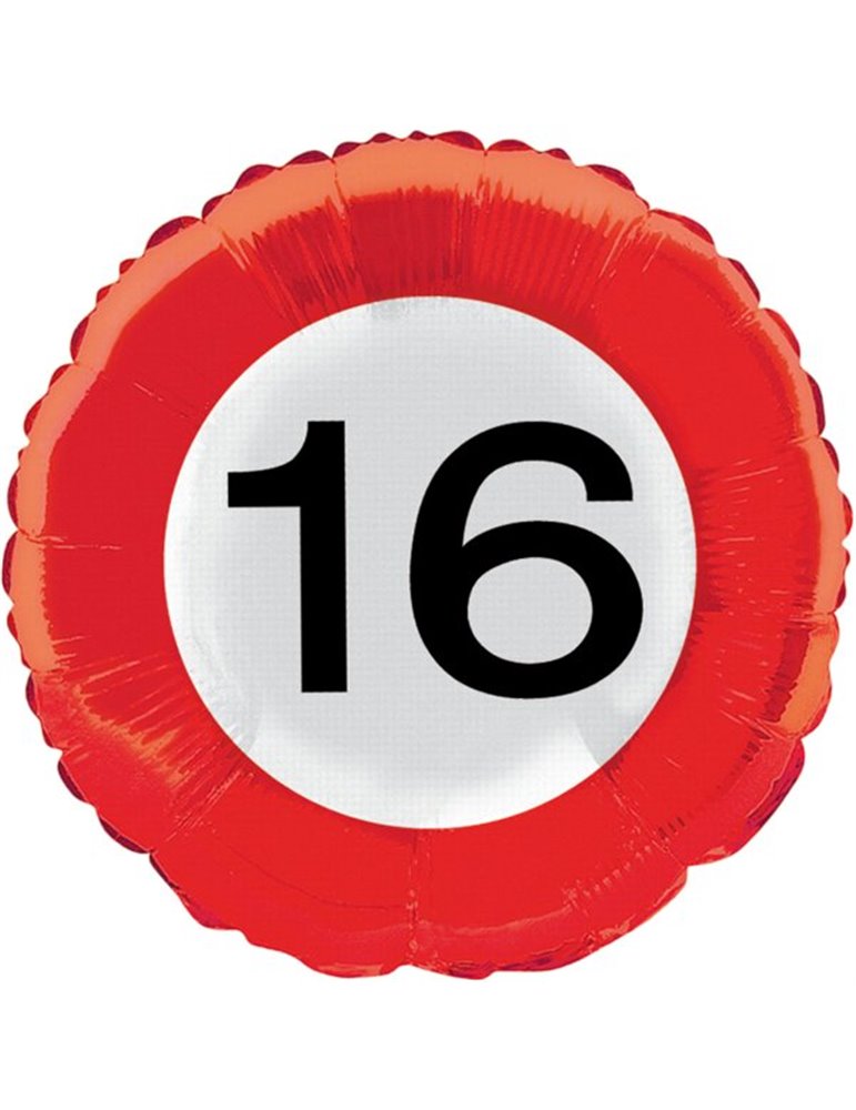 Traffic Sign 16th Birthday Foil Balloon