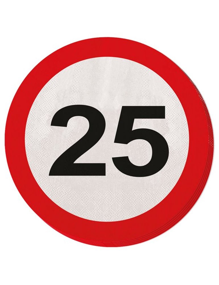 Traffic Sign 25th Birthday Napkins 20's