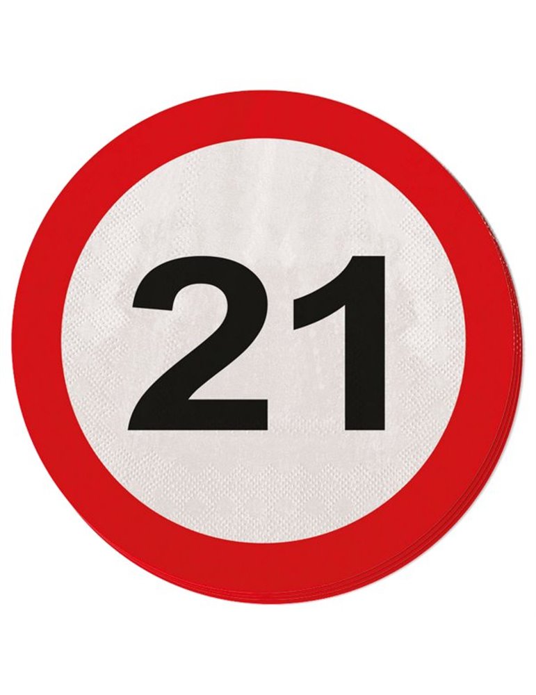 Traffic Sign 21st Birthday Napkins 20's