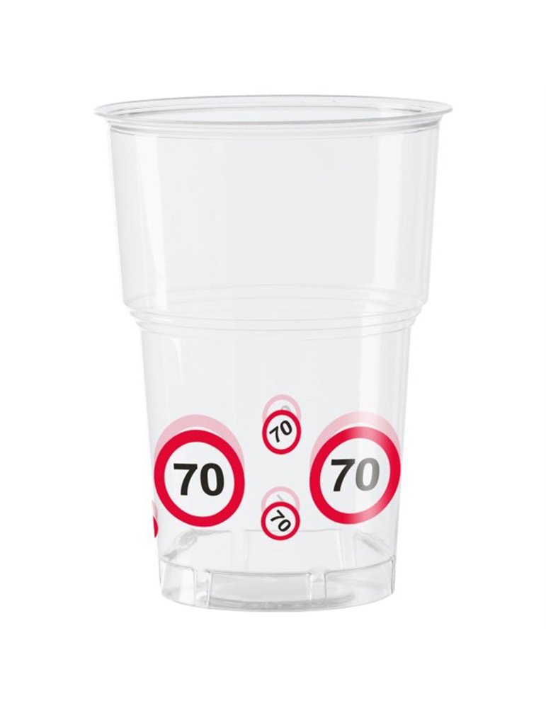 Traffic Sign 70th Birthday Cups 10's