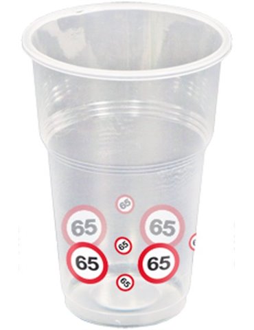 Traffic Sign 65th Birthday Cups 10's