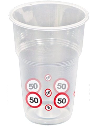 Traffic Sign 50th Birthday Cups 10's