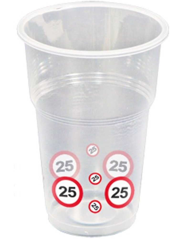 Traffic Sign 25th Birthday Cups 10's