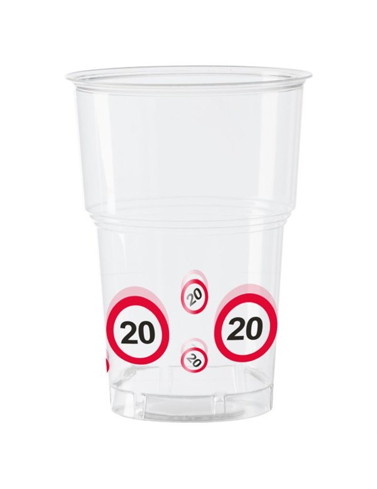 Traffic Sign 20th Birthday Cups 10's