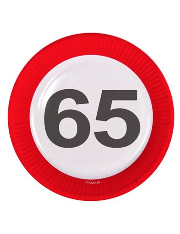 Traffic Sign 65th Birthday Plates 23cm 8