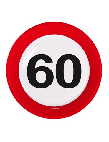 Traffic Sign 60th Birthday Plates 23cm 8