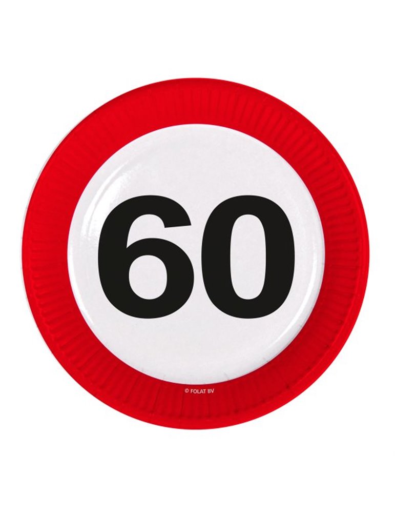 Traffic Sign 60th Birthday Plates 23cm 8