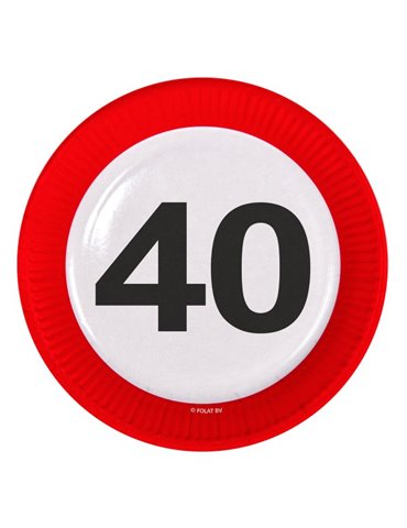 Traffic Sign 40th Birthday Plates 23cm 8