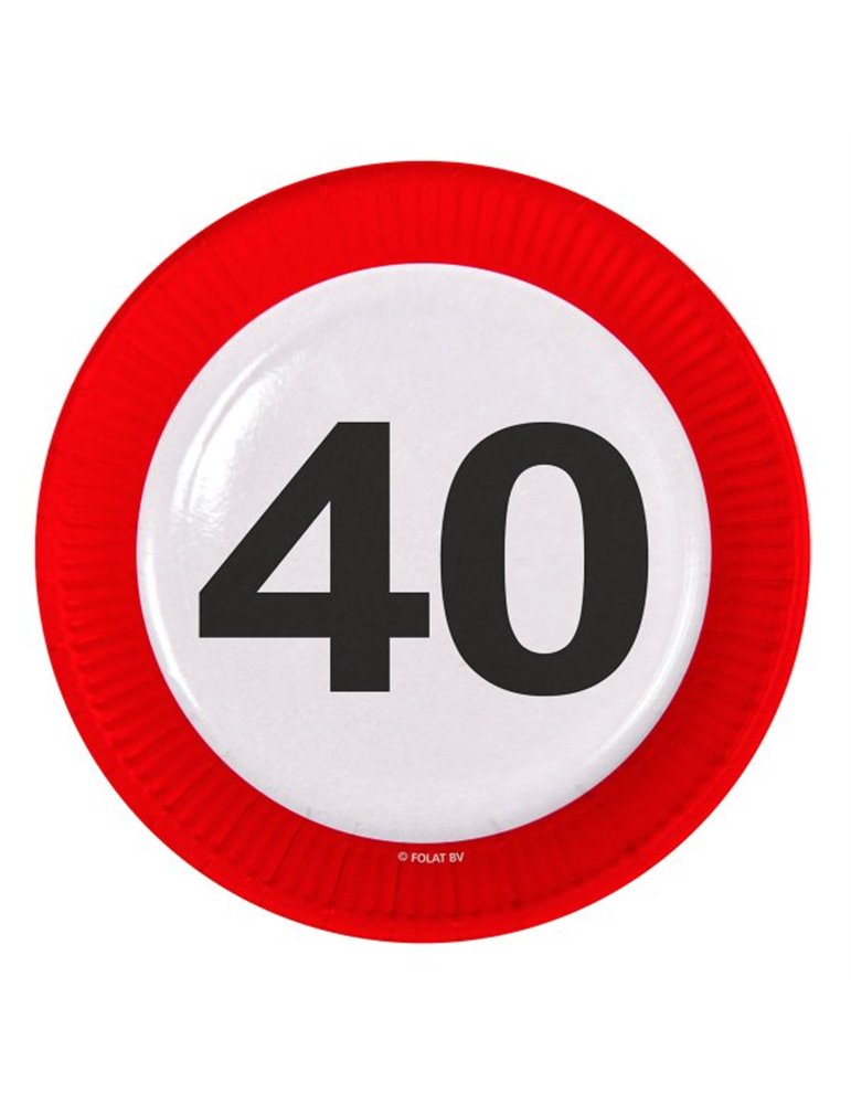 Traffic Sign 40th Birthday Plates 23cm 8