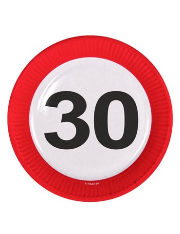 Traffic Sign 30th Birthday Plates 23cm 8