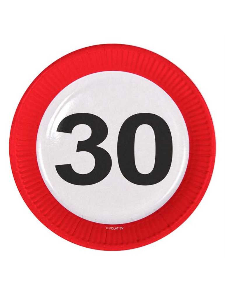 Traffic Sign 30th Birthday Plates 23cm 8