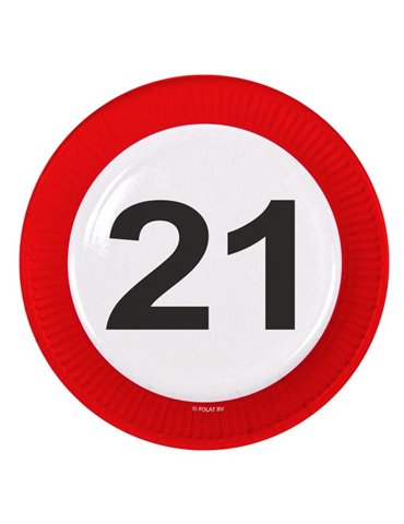 Traffic Sign 21st Birthday Plates 23cm 8