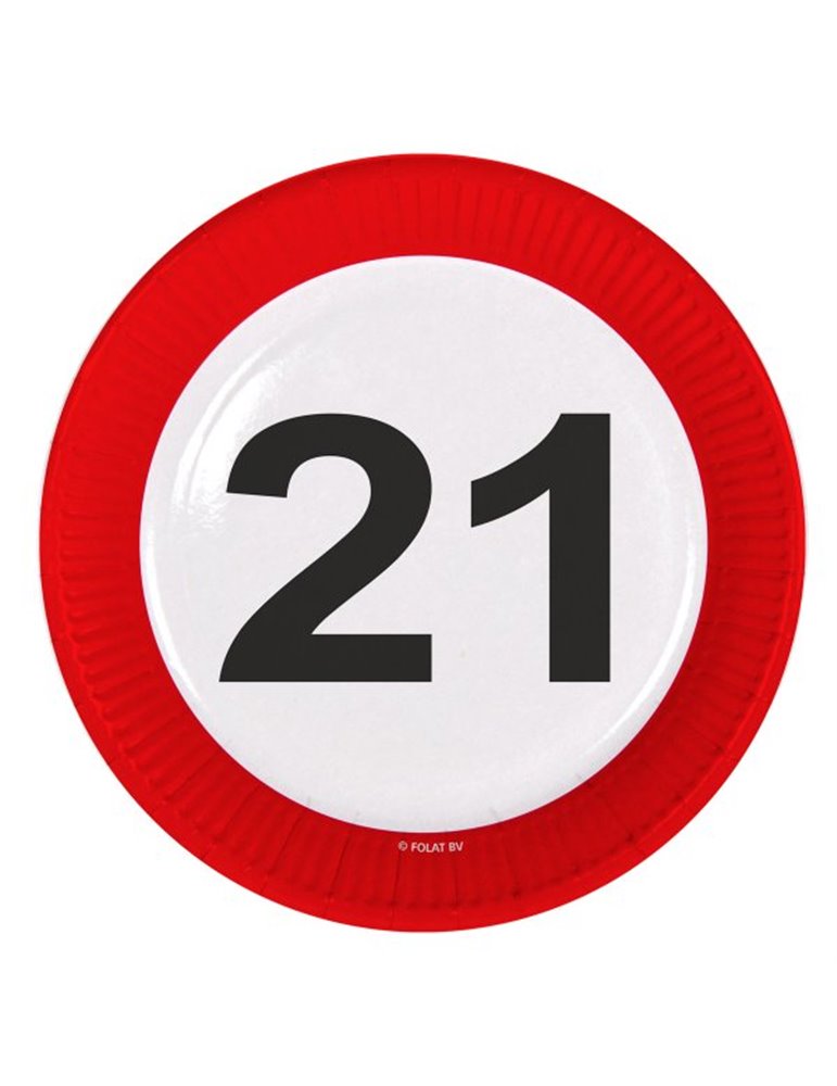 Traffic Sign 21st Birthday Plates 23cm 8