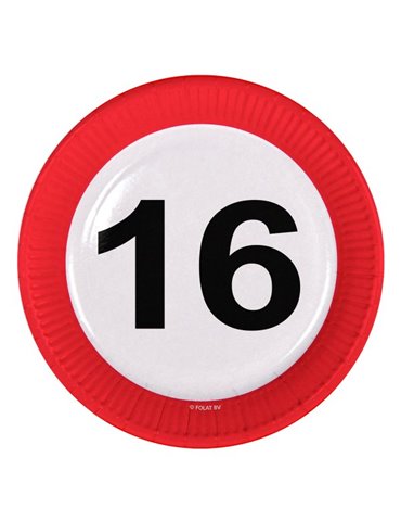 Traffic Sign 16th Birthday Plates 23cm 8