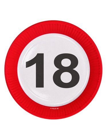 Traffic Sign 18th Birthday Plates 23cm 8