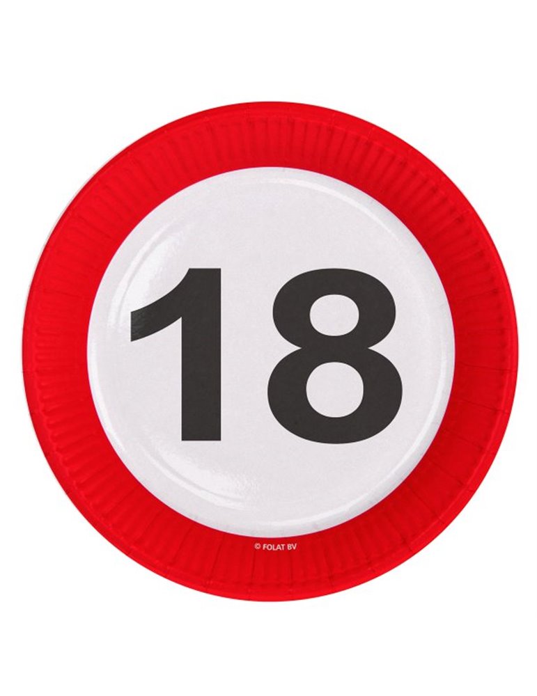 Traffic Sign 18th Birthday Plates 23cm 8