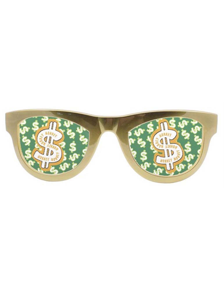 Party Glasses Dollar Metallic Gold XXL