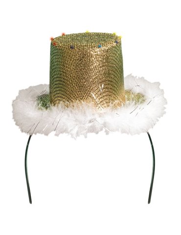 Tiara Sequin Gold Hat with White Fur