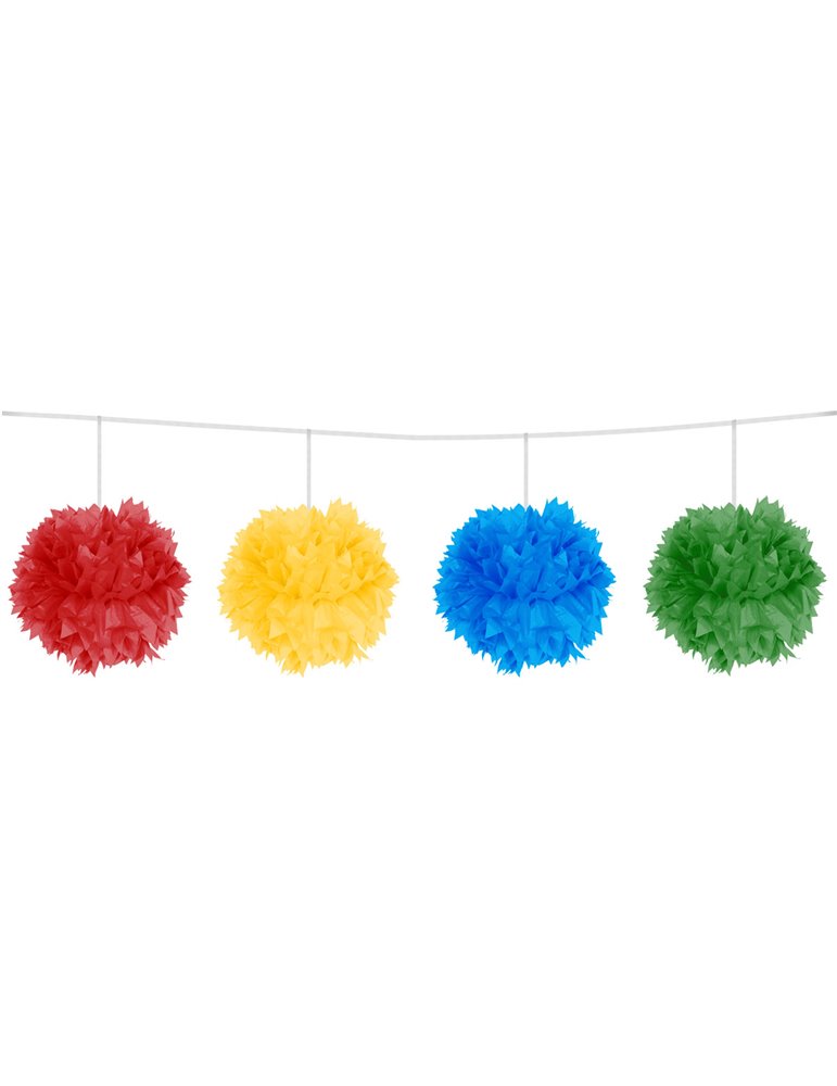 Decoration Pompom Garland 12cm Assorted