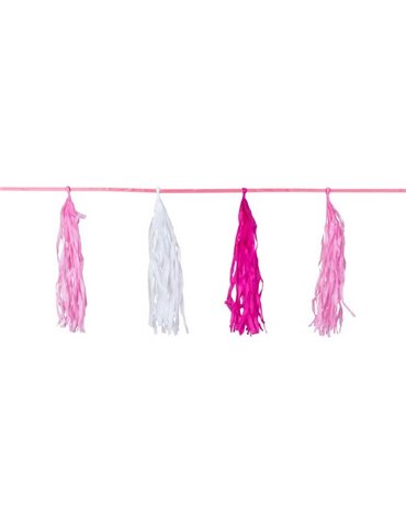 Bunting Plain Pink Tassel Garland 3m