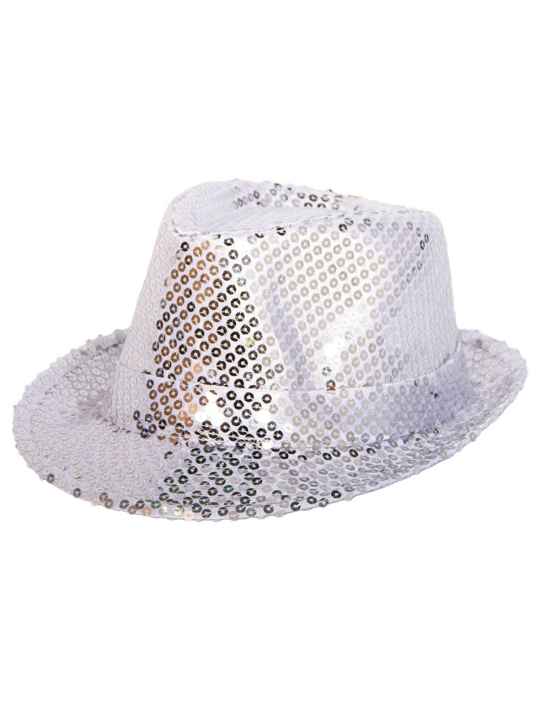 Hat Trilby Sequin Deluxe Silver