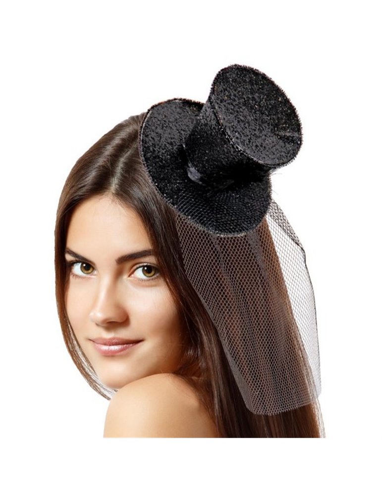 Tiara with Top Hat Glitter Black